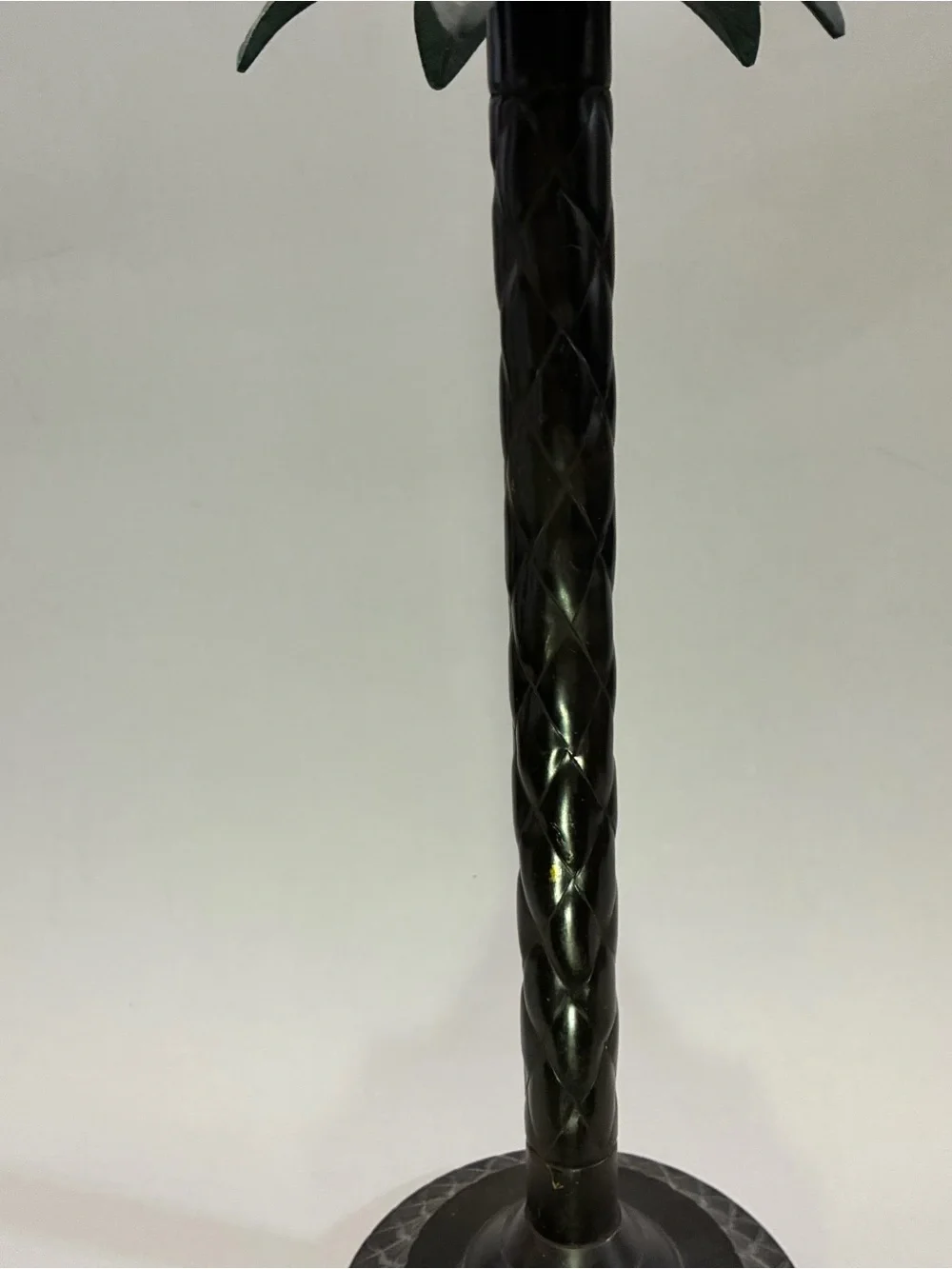 Decorative Metal Dark Bronze Palm Pillar Candle Holder